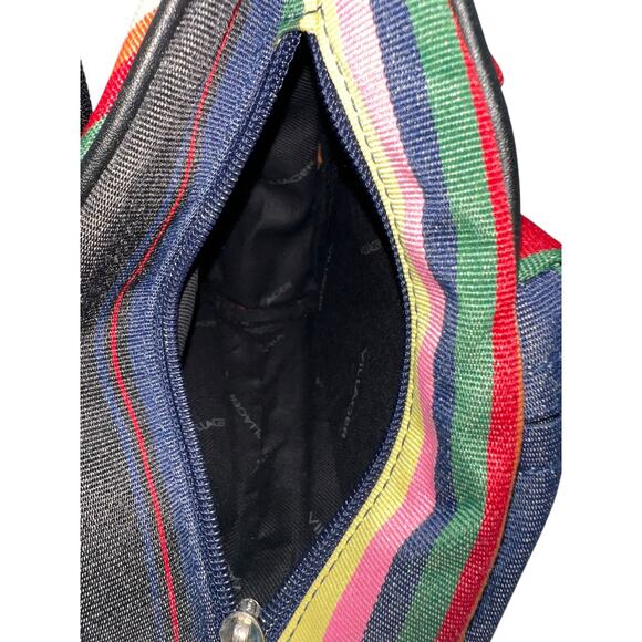Villager by Liz Claiborne Womens Vintage 90s Striped Triangle Backpack Sling Bag - Picture 9 of 16